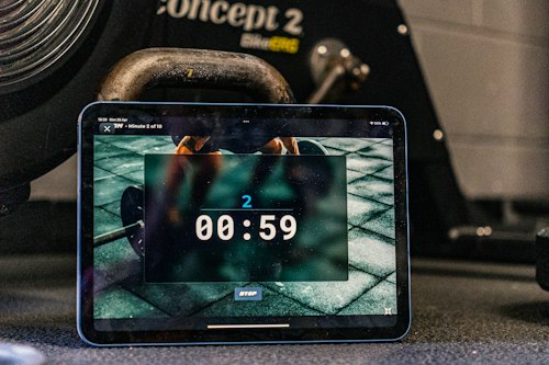 Cronômetro de teste físico no tablet